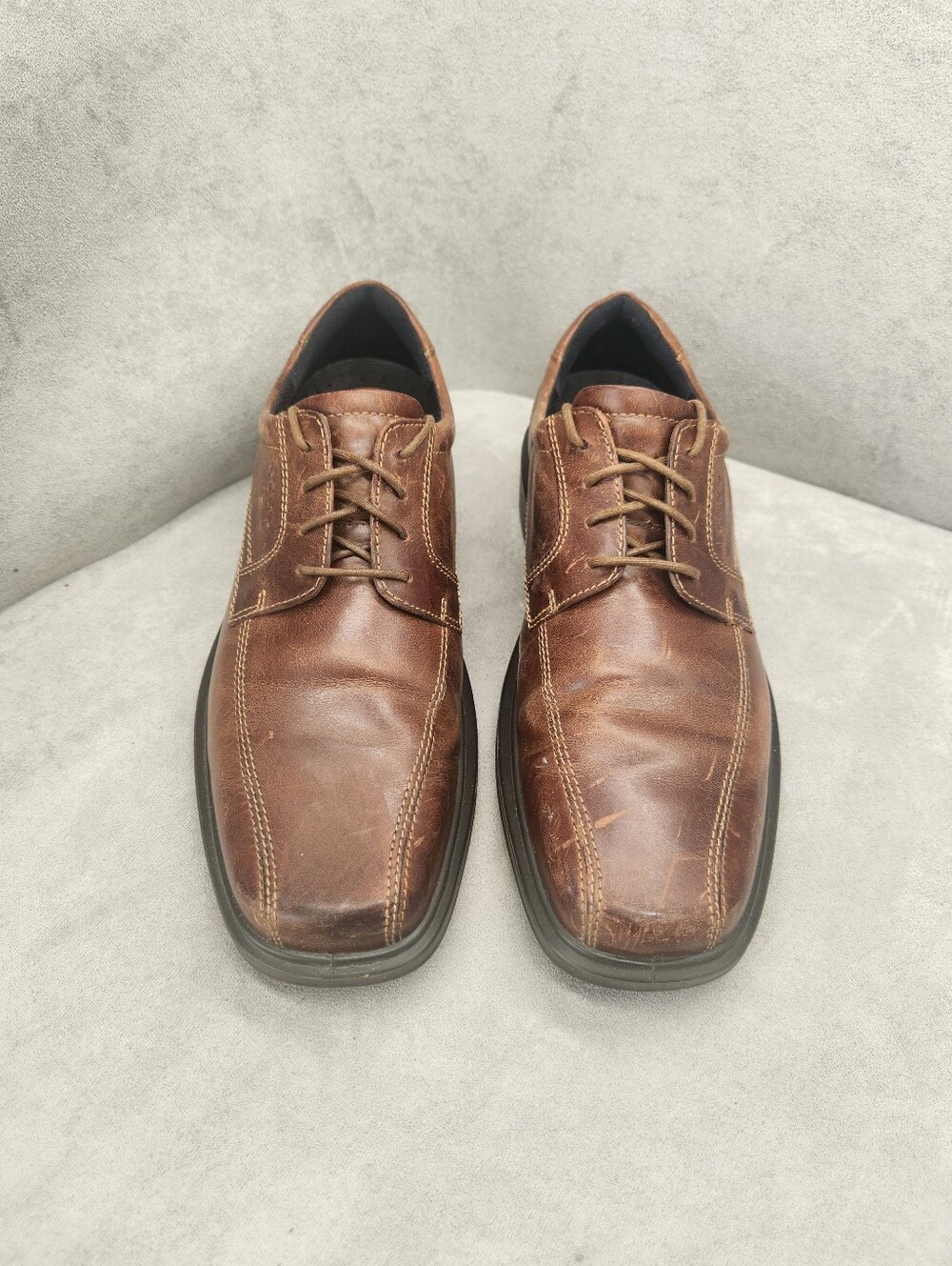 Ecco Oxford Shoes Men's 11 Brown Cigar Leather Helsinki Comfort Business Casual